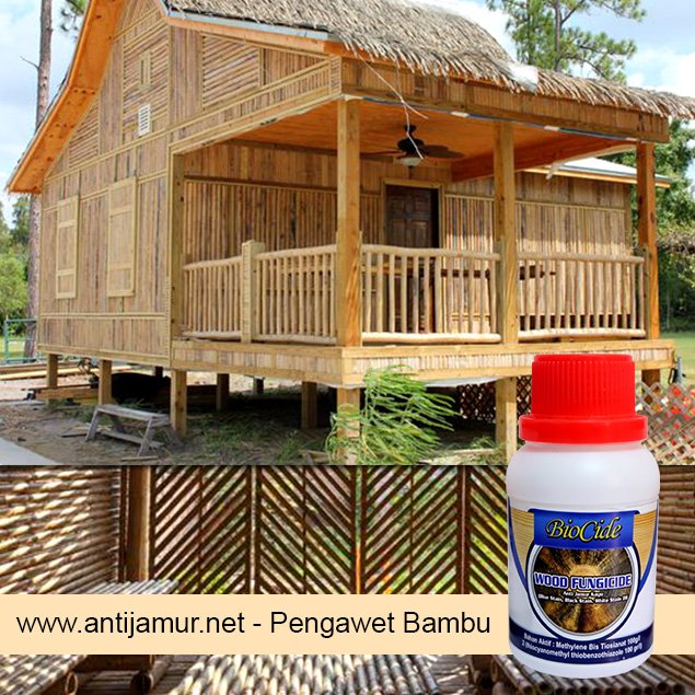 rumah bambu yang sudah diberi bahan pengawet Biocide
